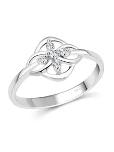 Vighnaharta Rhodium-Plated CZ-Studded Finger Ring