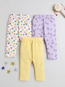 BUMZEE Infant Girls Pack Of 3 Printed Cotton Lounge Pants