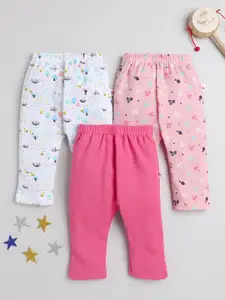 BUMZEE Infants Girls Pack Of 3 Printed Lounge Pants