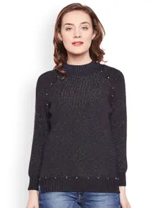 Camey Women Purple Self-Design Pullover