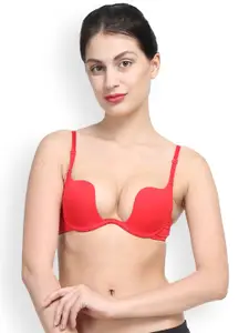 PrettyCat Red Solid Underwired Lightly Padded Push-Up Bra PCBR20306736A