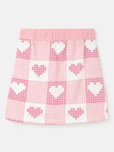 United Colors of Benetton Girls Printed & Checked A-line Skirt