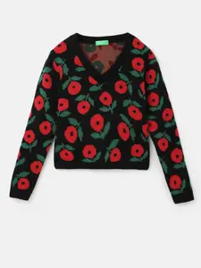 United Colors of Benetton Girls Floral Printed Pullover