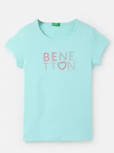 United Colors of Benetton Girls Typography Printed Cotton T-Shirt