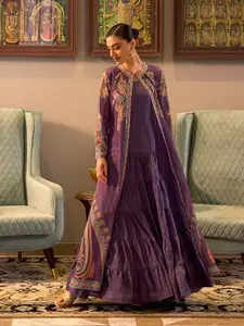 WISHFUL Purple Ethnic Motifs Print Maxi Dress