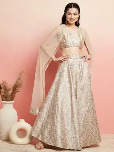 AKS Couture Floral Printed Ready to Wear Lehenga & Blouse With Cape Dupatta