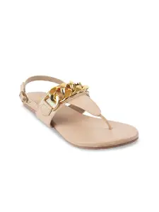Metro Women Embellished T-Strap Flats with Buckles