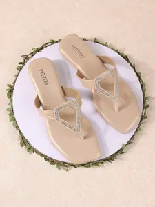 Metro Embellished Open Toe Flats