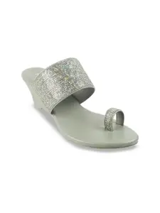 Metro Embellished One Toe Wedge Heels