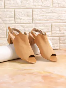 Mochi Peep Toe Block Heels With Backstrap