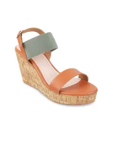 Mochi Colourblocked Wedge Heels With Buckles