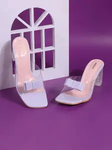 Mochi Open Toe Block Heels With Bows