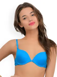PrettyCat Turquoise Blue Solid Underwired Lightly Padded Push-Up Bra PCBR20309136B