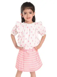 Peppermint Girls Printed Top with Skirt