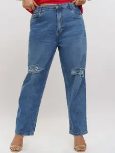 FREAKINS High Rise Mildly Distressed Jeans