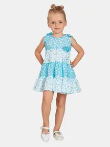 Peppermint Girls Polka Dots Printed Tiered Cotton Fit & Flare Dress