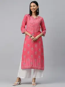 Readiprint Floral Printed Pure Silk Kurta
