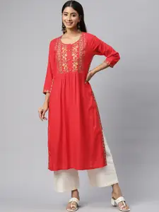 Readiprint Floral Embroidered Thread Work Kurta