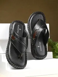 The Roadster Lifestyle Co. Black Textured Comfort Sandals