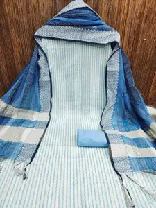 APNISHA Striped Embroidered Unstitched Dress Material