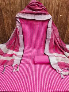 APNISHA Striped Embroidered Unstitched Dress Material