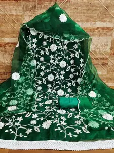 APNISHA Embroidered Organza Unstitched Dress Material