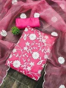 APNISHA Floral Embroidered Organza Unstitched Dress Material