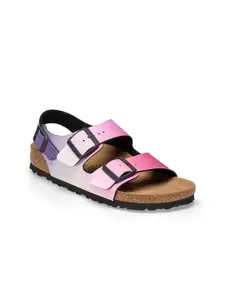 Birkenstock Milano Bs Ombre Pink/Purple Narrow Width Birko-Flor With An Ankle Strap