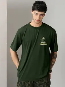 Rodzen Graphic Printed Drop-Shoulder Sleeves Oversized Cotton T-shirt