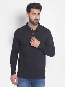 Crimsoune Club Striped Polo Collar Long Sleeve Pockets Slim Fit T-shirt