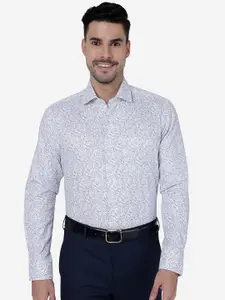 METAL Slim Fit Floral Opaque Printed Pure Cotton Formal Shirt