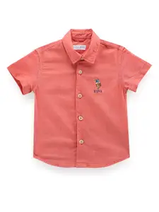 U.S. Polo Assn. Kids Boys Classic Twill Spread Collar Short Sleeve Cotton Casual Shirt