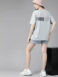 Roadster Women Typography Printed Drop-Shoulder Sleeves Pure Cotton T-shirt