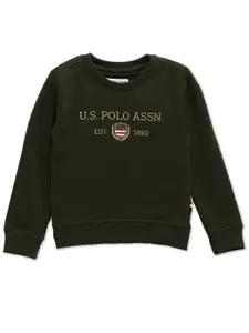 U.S. Polo Assn. Kids Boys Typography Printed Pure Cotton Pullover