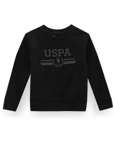 U.S. Polo Assn. Kids Boys Typography Printed Cotton Sweatshirt