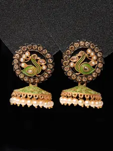 ADIVA Gold-Plated Peacock Shaped Jhumkas