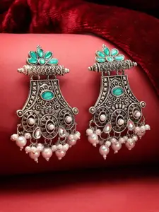 ADIVA Silver-Plated Contemporary Drop Earrings