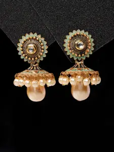 ADIVA Gold-Plated Floral Jhumkas Earrings