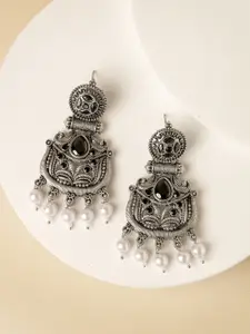 ADIVA Silver-Plated Contemporary Drop Earrings