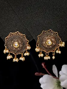 ADIVA Gold-Plated Circular Stud Earrings