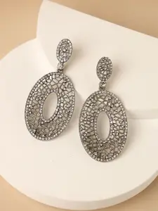 ADIVA Silver-Plated CZ Stone Classic Drop Earrings