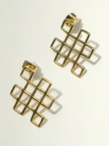 XPNSV Gold Plated Geometric Stud Earrings