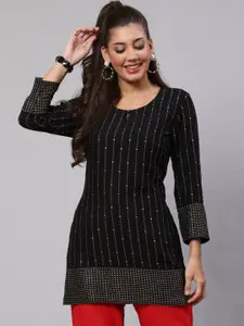 AKIMIA Embosing Striped Self Design Straight Kurti