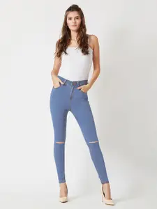 DOLCE CRUDO Skinny Fit High Rise Slash Knee Jeans