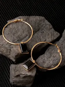 XPNSV Gold Plated Crystal Studded Hoop Earrings
