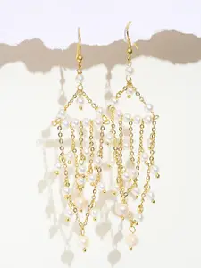 XPNSV Beads-Studded Contemporary Drop Earrings