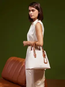 MIRAGGIO Olivia Ivory Satchel Handbag with Adjustable & Detachable Crossbody Strap