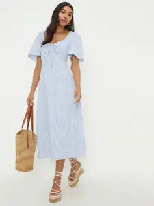 DOROTHY PERKINS Striped Embroidered A-Line Midi Dress