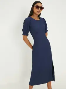 DOROTHY PERKINS Shirred Cuff Side Split Midi A-Line Dress