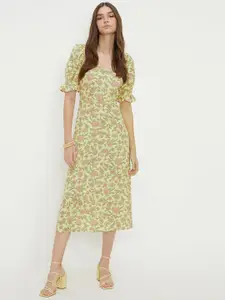 DOROTHY PERKINS Floral Print V-Neck A-Line Midi Dress